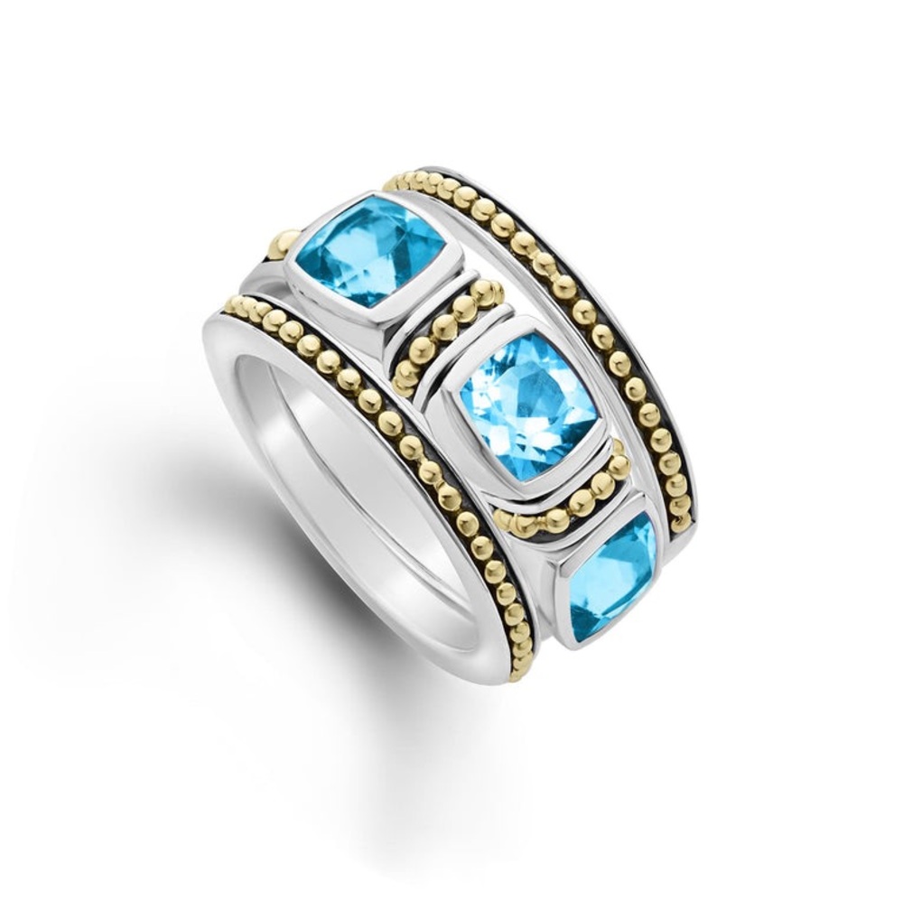 LAGOS RITTENHOUSE Swiss Blue Topaz Stacking Rings - Picture 6 of 11